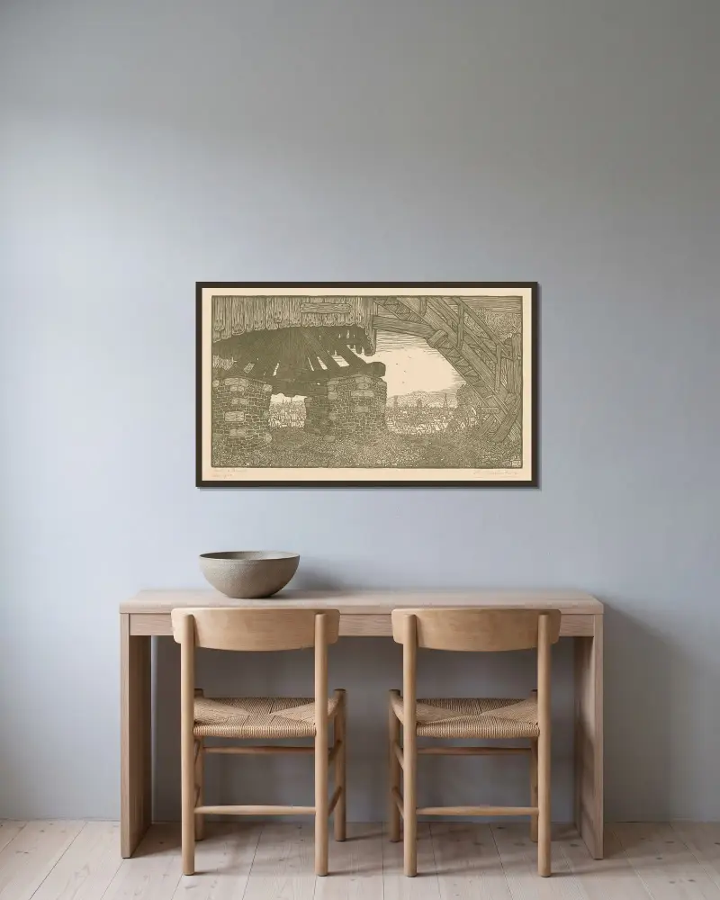 Molen te Brugge av Wijnand Otto Jan Nieuwenkamp inramad på en vägg