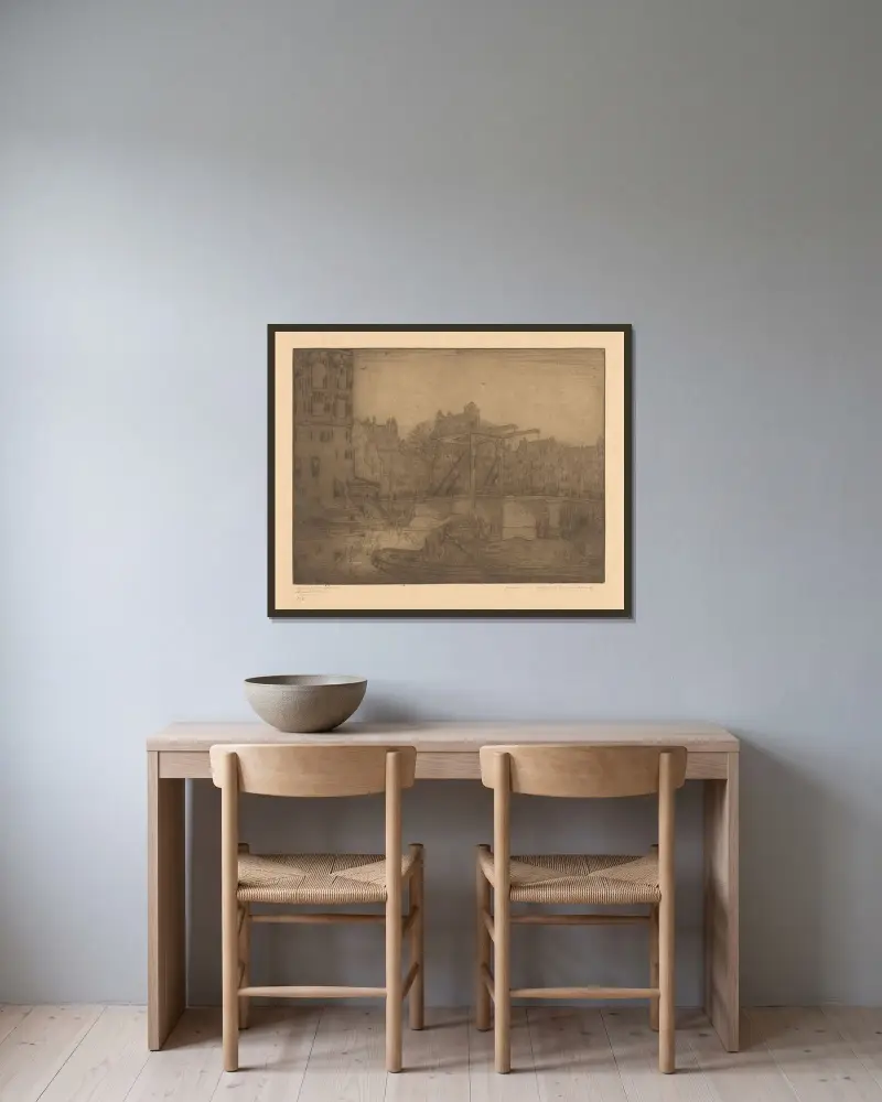 Montelbaanstoren, Amsterdam av Wijnand Otto Jan Nieuwenkamp inramad på en vägg