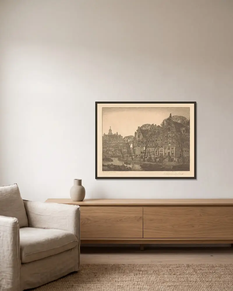 Prinsengracht, Amsterdam av Wijnand Otto Jan Nieuwenkamp inramad på en vägg