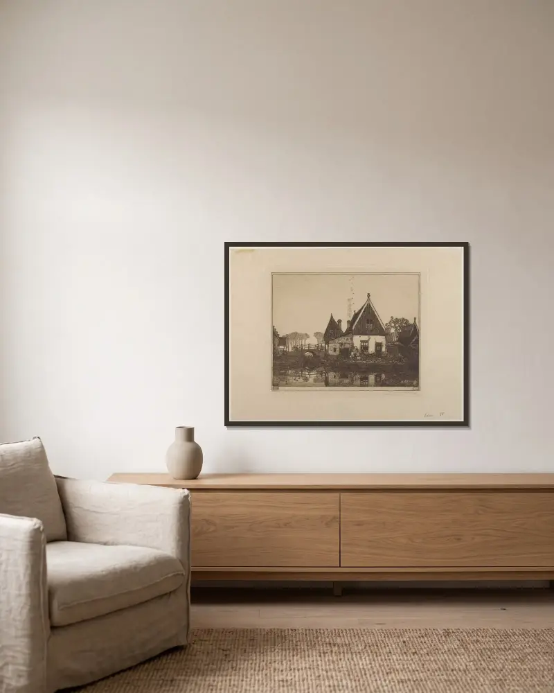 Schleuse in Edam von Wijnand Otto Jan Nieuwenkamp gerahmt an einer Wand