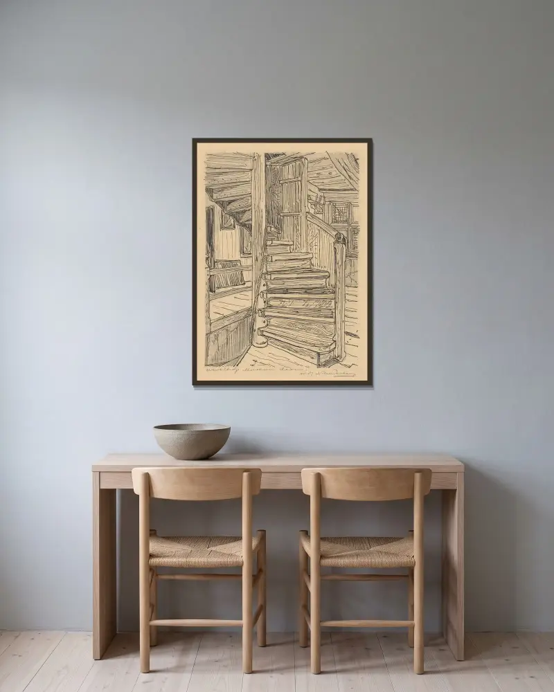 Trappstegsgavel i Westfries Museum i Hoorn av Wijnand Otto Jan Nieuwenkamp inramad på en vägg