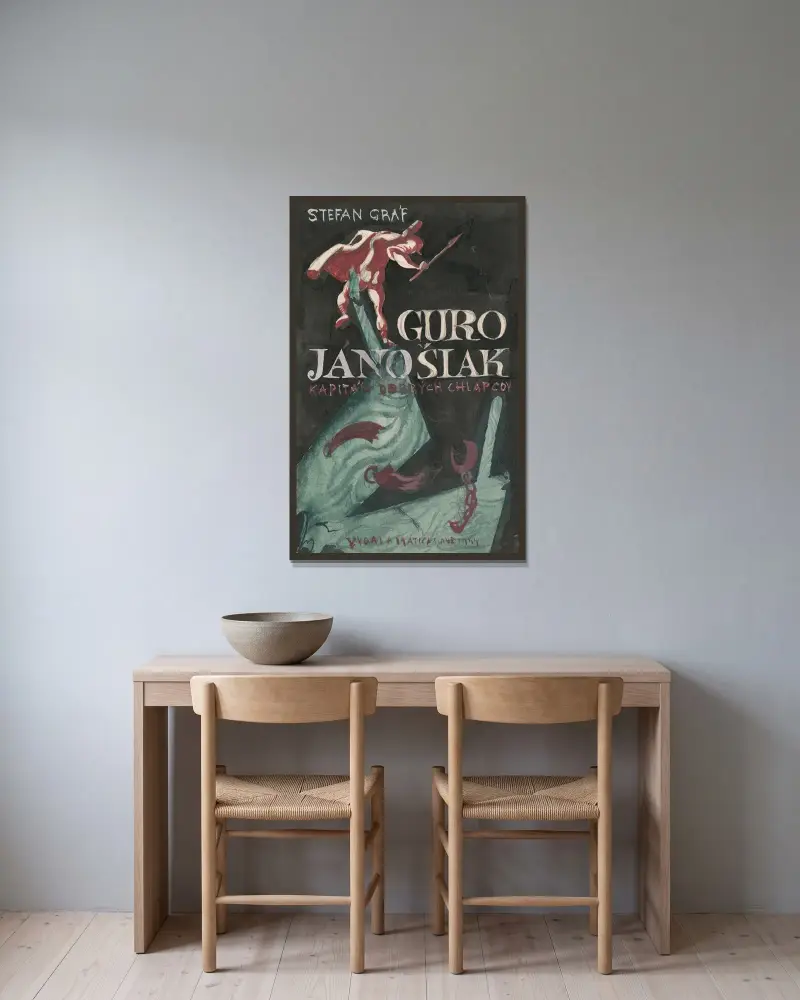 Projekt okładki książki Štefana Gráfa Jur Jánošiak, 1940 – nr 2, Ján Novák w ramie na ścianie