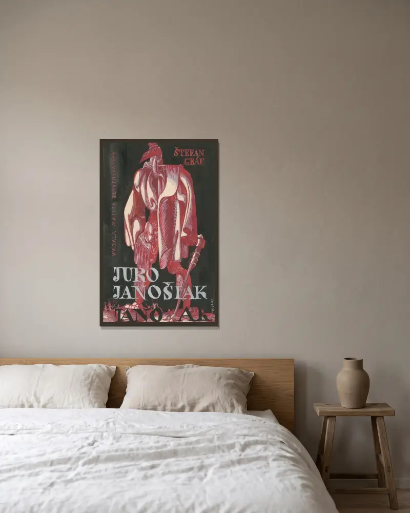 Cover Design for Štefan Gráf’s Book Jur Jánošiak av Ján Novák inramad på en vägg