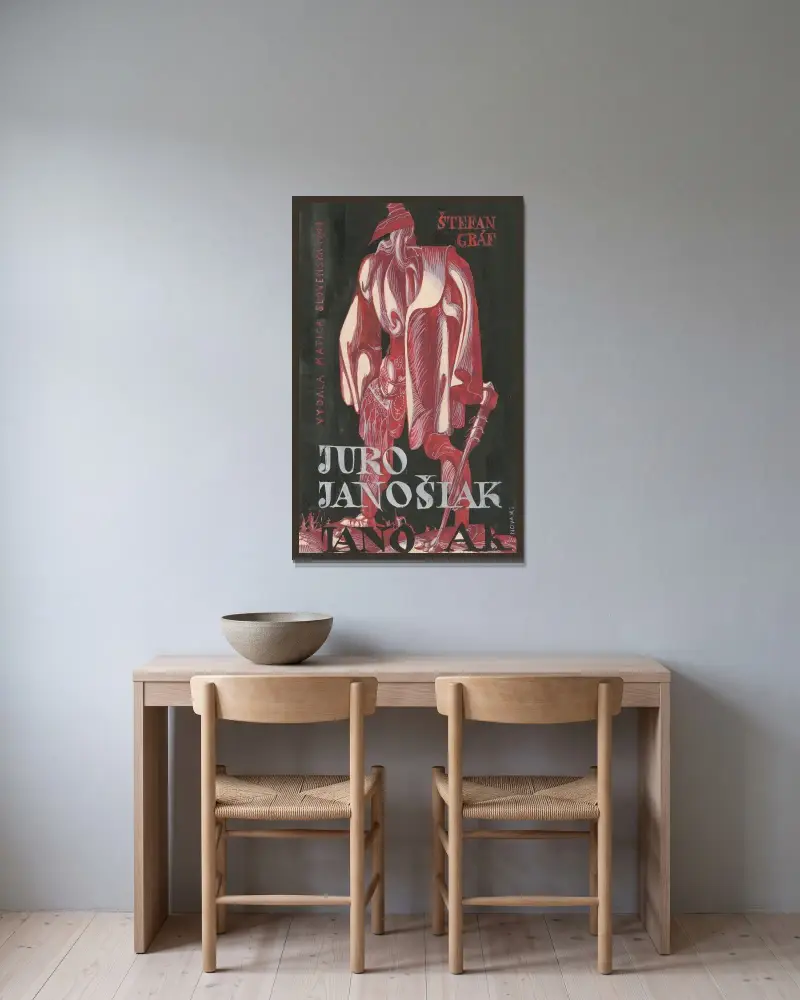 Cover Design for Štefan Gráf’s Book Jur Jánošiak av Ján Novák inramad på en vägg