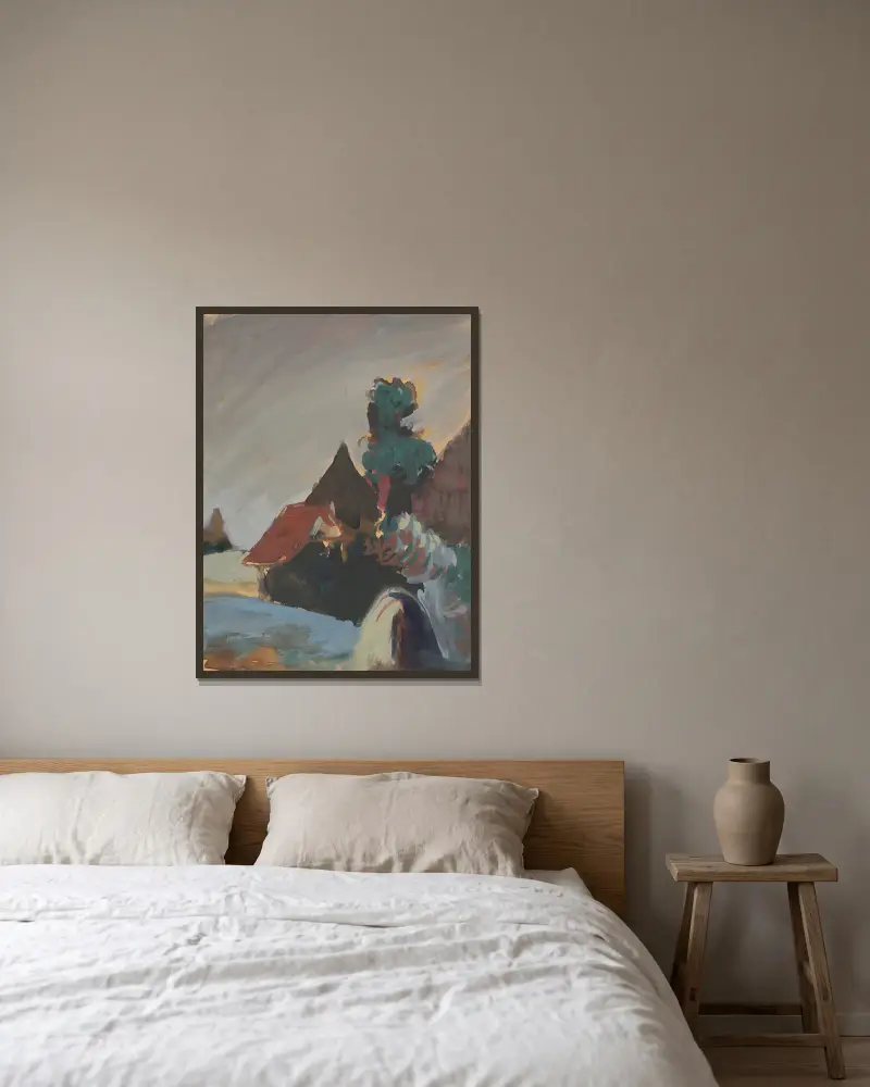 Dorfhäuser von Ján Novák gerahmt an einer Wand