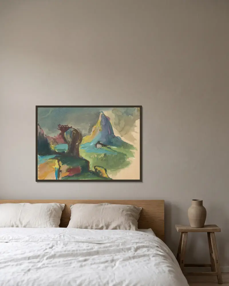 Fairytale Landscape (David and Goliath) av Ján Novák inramad på en vägg