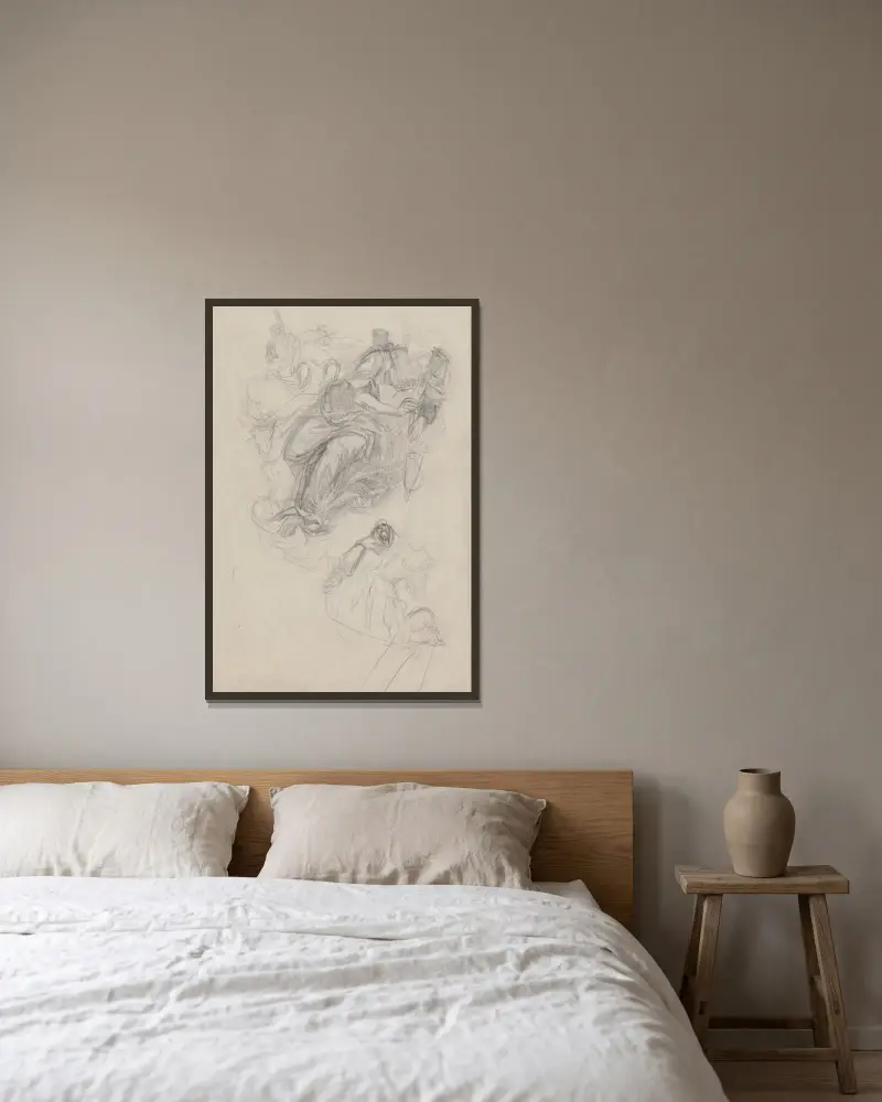 Figurativ komposition (fransiskanfigur) av Ján Novák inramad på en vägg