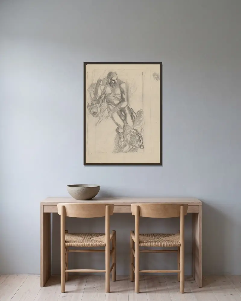 Figurative Komposition, 1940 – Nr. 1 von Ján Novák gerahmt an einer Wand