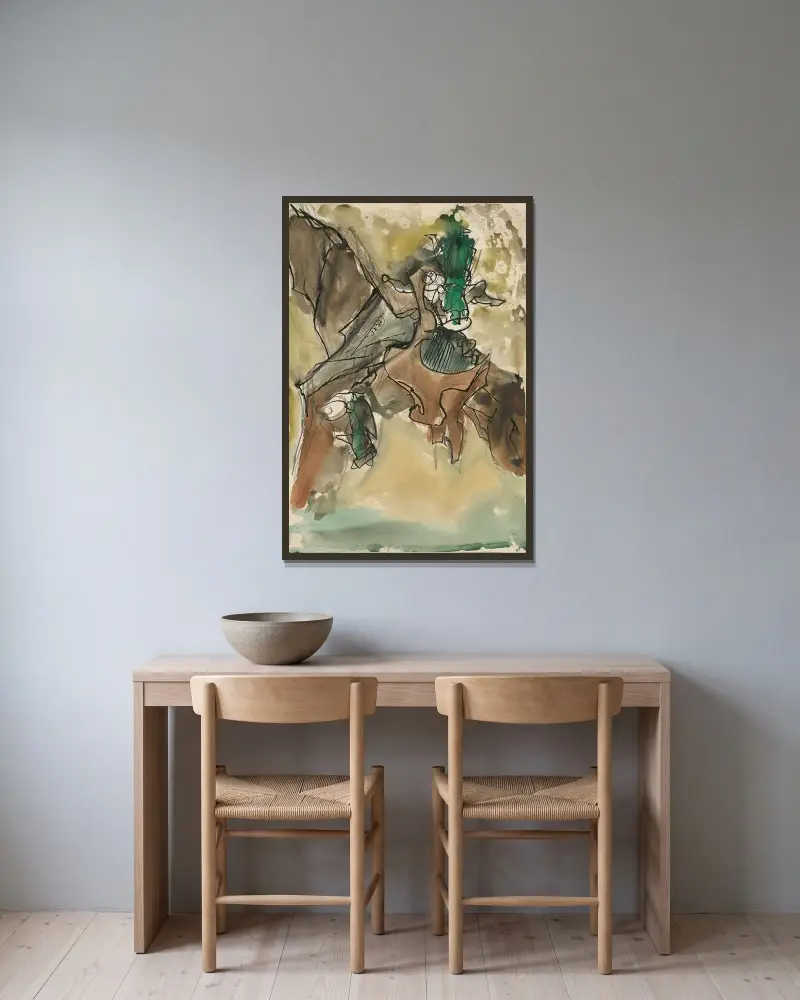 Study for a Slovak Fairytale III av Ján Novák inramad på en vägg