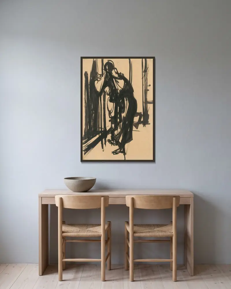 Bedjande av Ján Novák inramad på en vägg