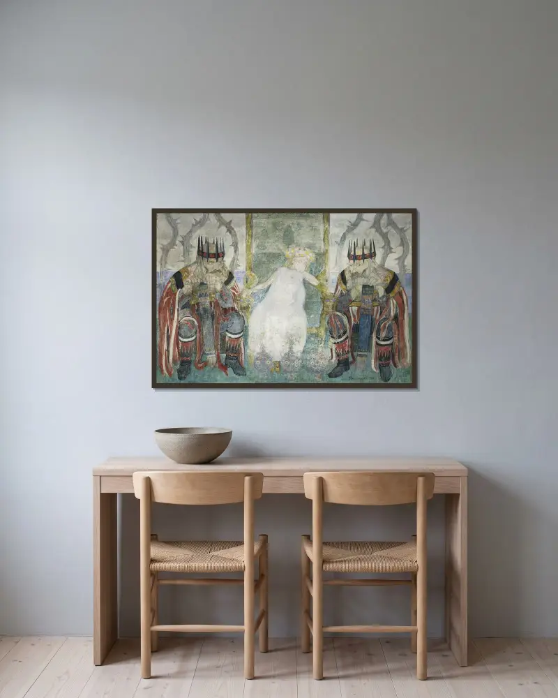 Enchanted girl av Jan Rembowski inramad på en vägg