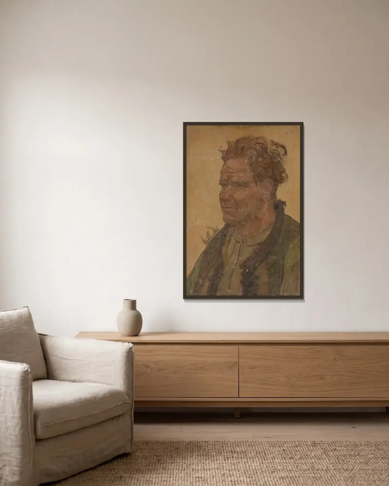 Man with unkempt hair av Jan Rembowski inramad på en vägg