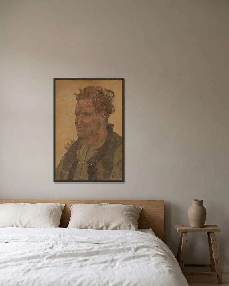 Man with unkempt hair av Jan Rembowski inramad på en vägg
