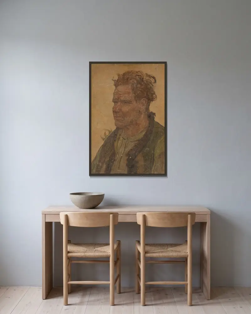 Man with unkempt hair av Jan Rembowski inramad på en vägg