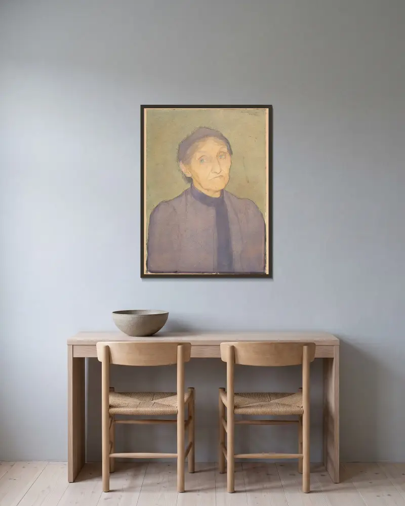 Portrait of the artist’s mother av Jan Rembowski inramad på en vägg