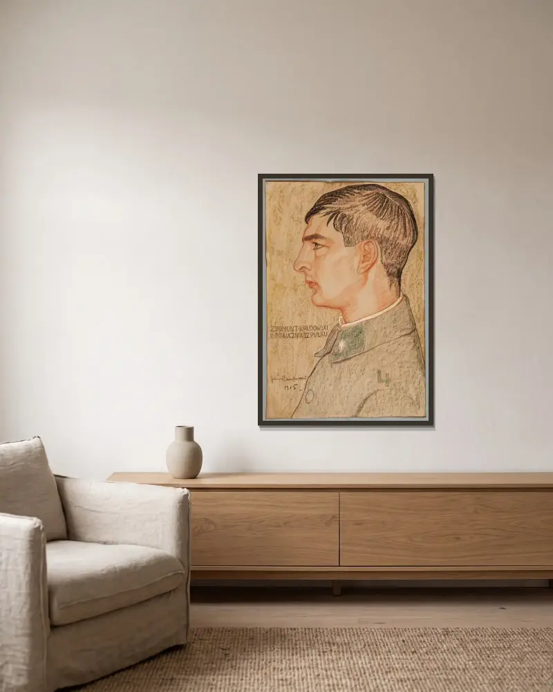 Porträt von Zygmunt Krudowski, Leutnant der Polnischen Legionen von Jan Rembowski gerahmt an einer Wand