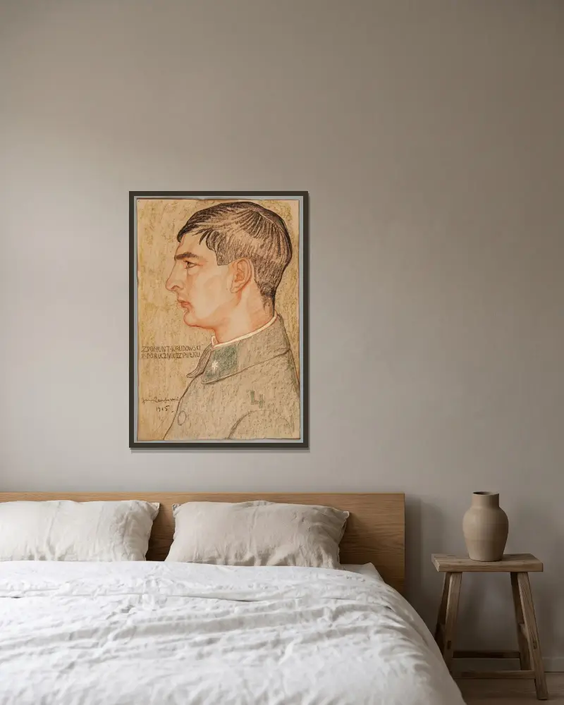 Porträt von Zygmunt Krudowski, Leutnant der Polnischen Legionen von Jan Rembowski gerahmt an einer Wand