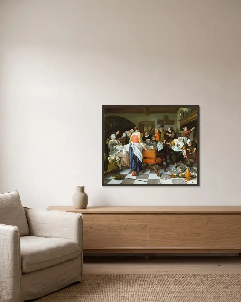 Firandet av födelsen av Jan Steen inramad på en vägg