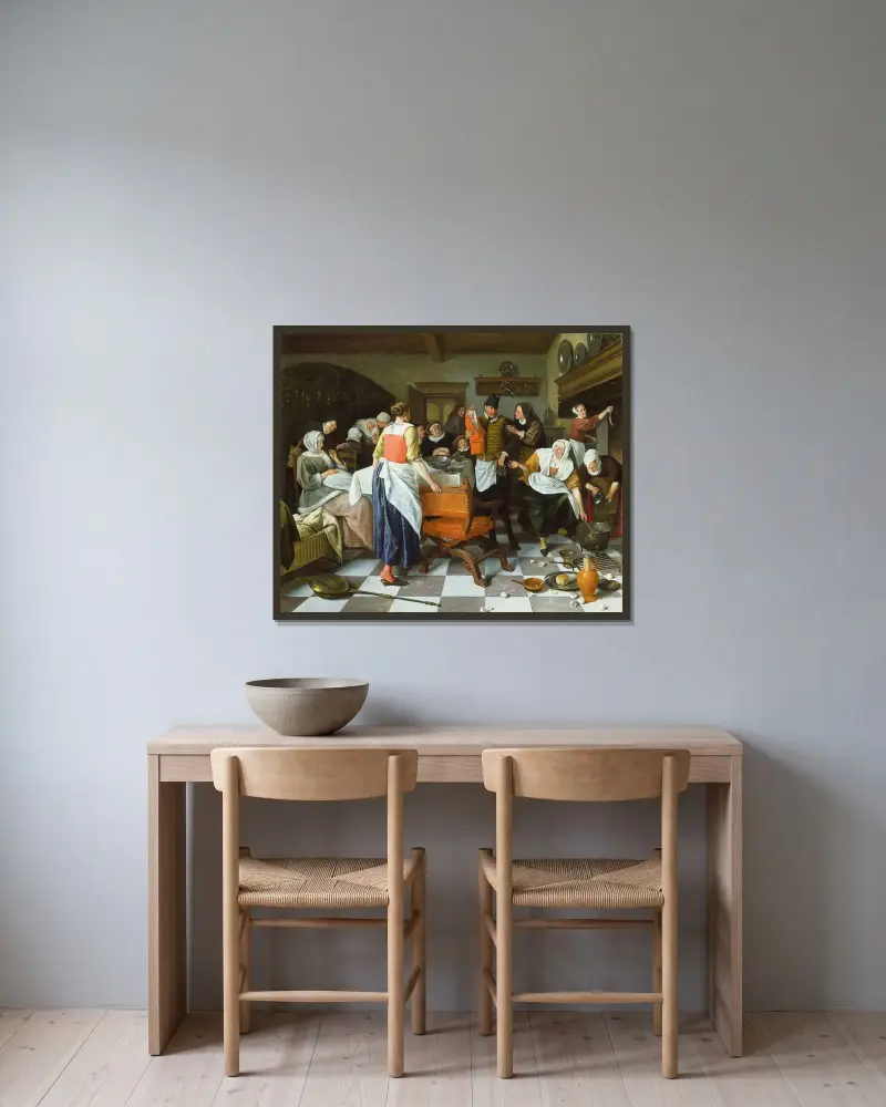 Firandet av födelsen av Jan Steen inramad på en vägg