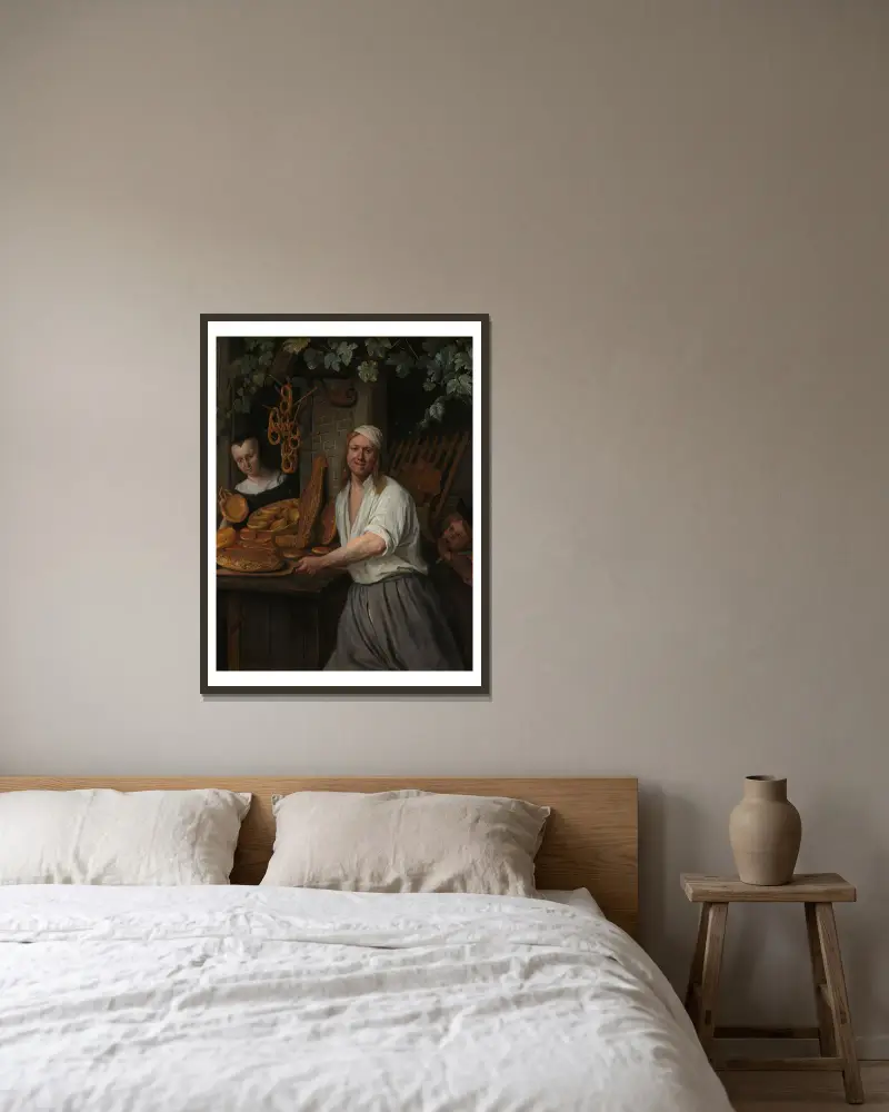 The Baker Arent Oostwaard and his Wife, Catharina Keizerswaard av Jan Steen inramad på en vägg