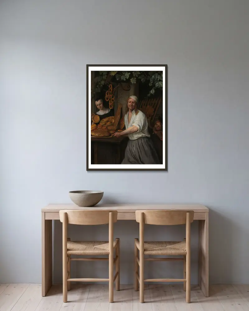 The Baker Arent Oostwaard and his Wife, Catharina Keizerswaard av Jan Steen inramad på en vägg