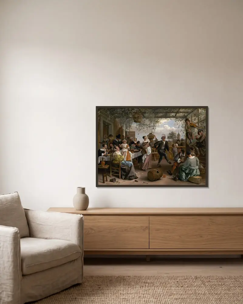 Det dansande paret av Jan Steen inramad på en vägg