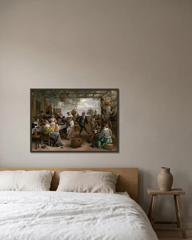 Det dansande paret av Jan Steen inramad på en vägg