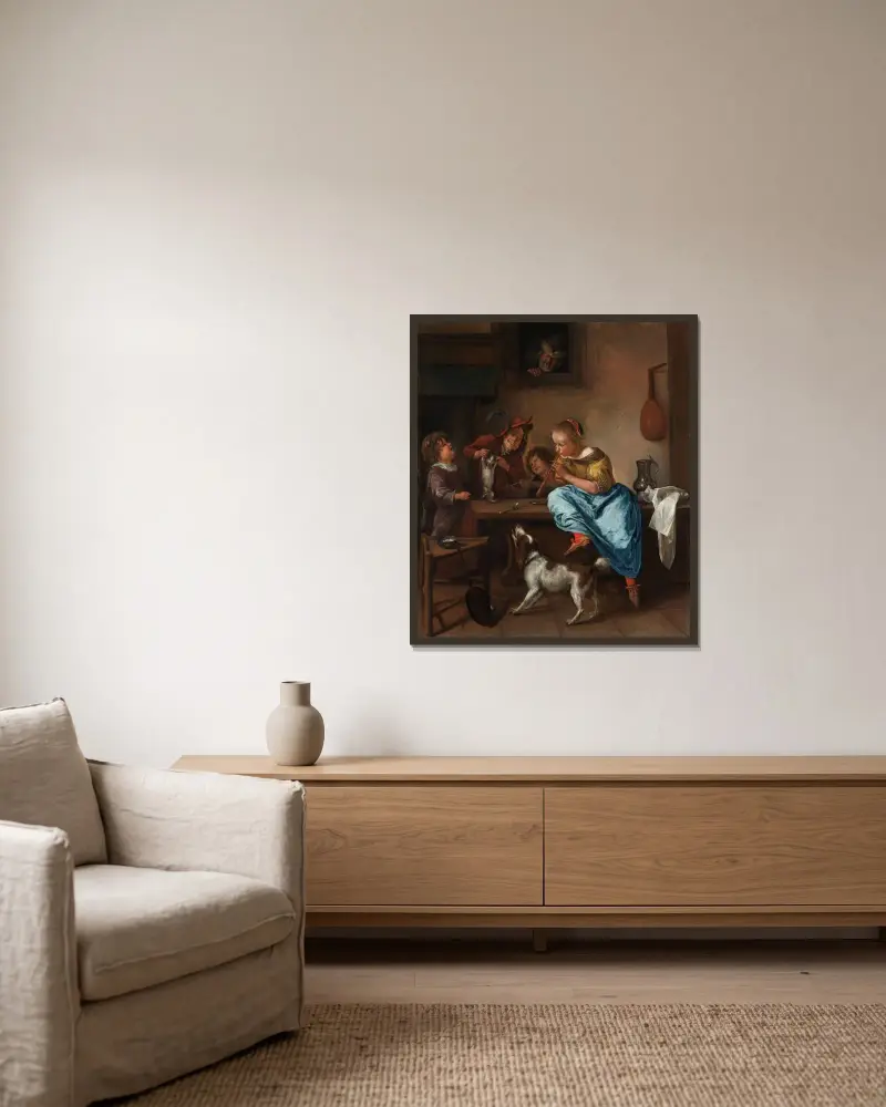 Danselektionen av Jan Steen inramad på en vägg