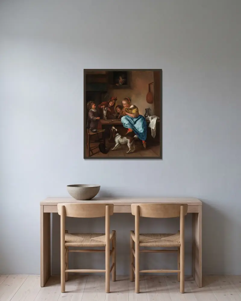 Danselektionen av Jan Steen inramad på en vägg