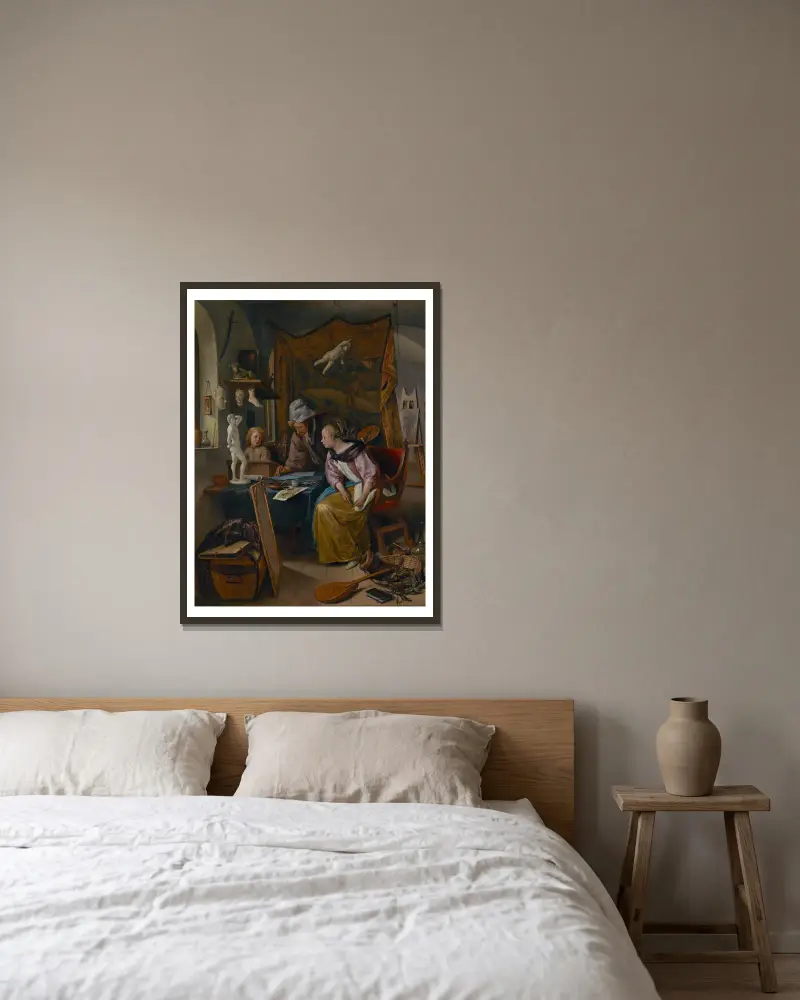 Lekce kreslení, Jan Steen v rámu na stěně