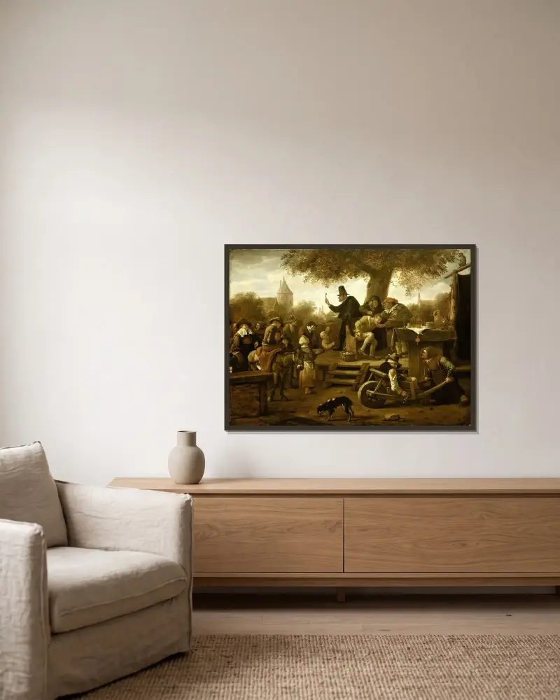 Kvacksalvaren av Jan Steen inramad på en vägg