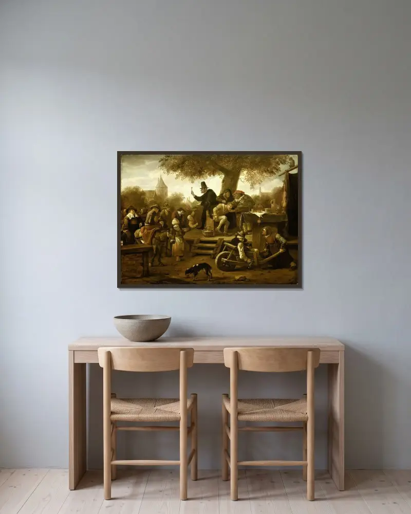 Kvacksalvaren av Jan Steen inramad på en vägg