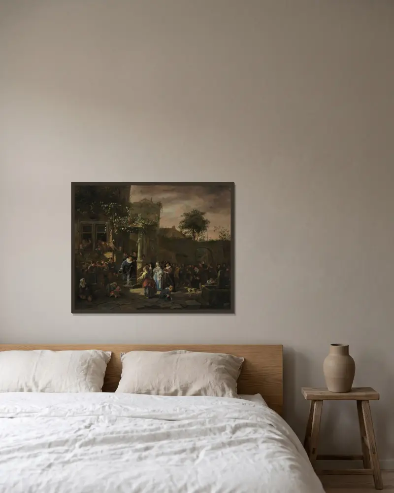 Bondbröllopet av Jan Steen inramad på en vägg