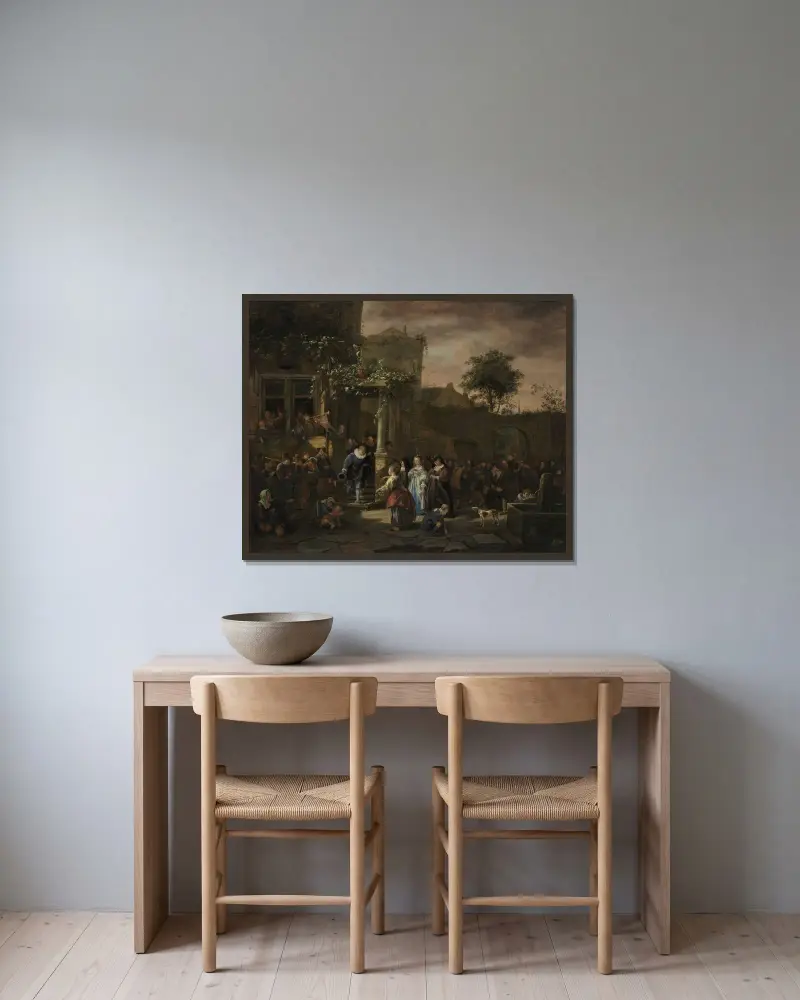 Bondbröllopet av Jan Steen inramad på en vägg