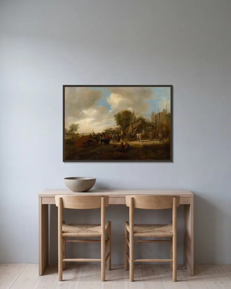 Dorfmesse von Jan Steen gerahmt an einer Wand