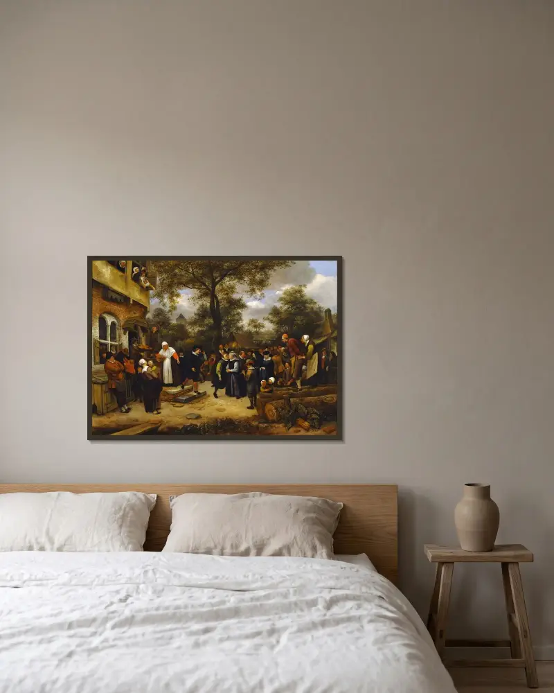 Bondbröllop av Jan Steen inramad på en vägg