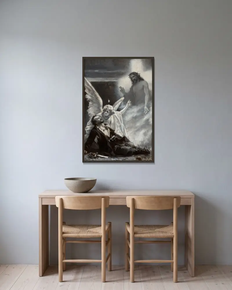 Allegorical scene – Insurgent’s death av Jan Styka inramad på en vägg