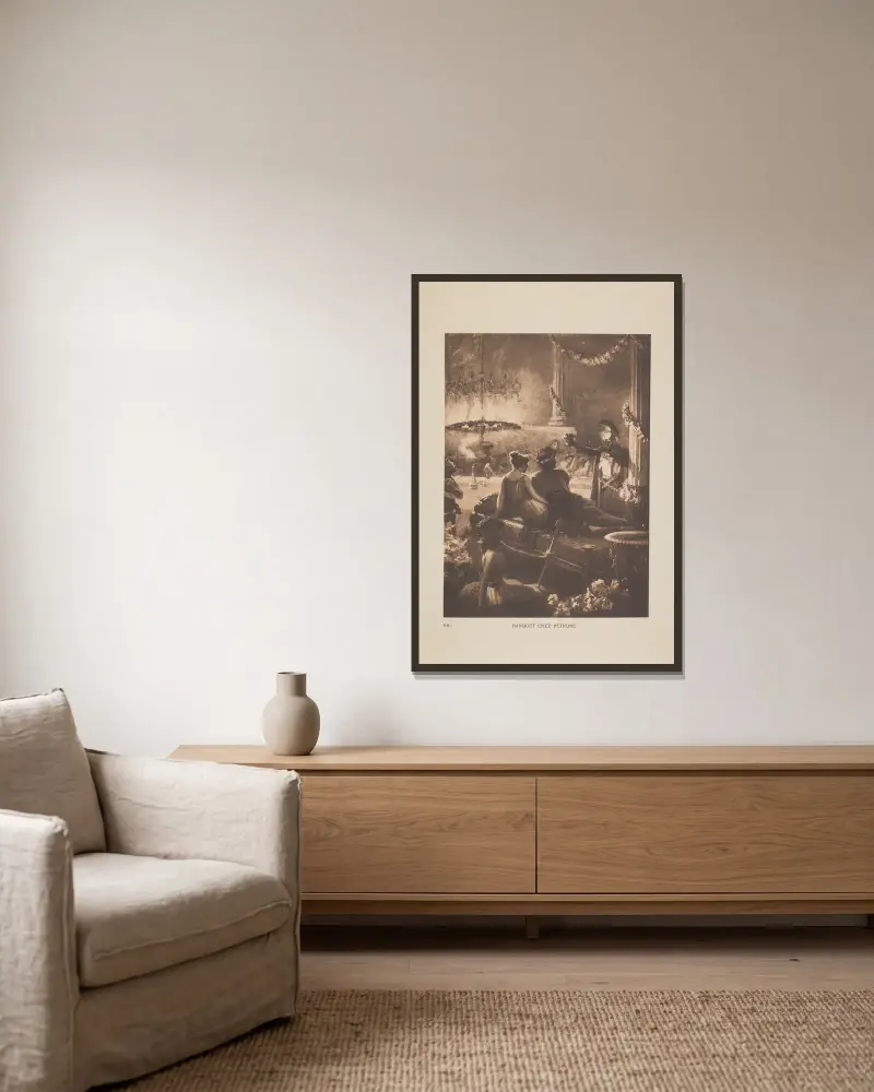 Bankett bei Petronius von Jan Styka gerahmt an einer Wand