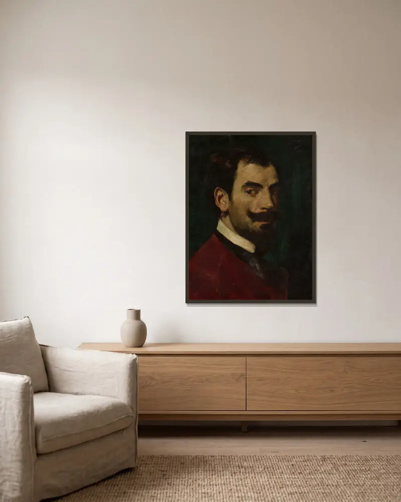 Portrait of Myrton Michalski av Jan Styka inramad på en vägg