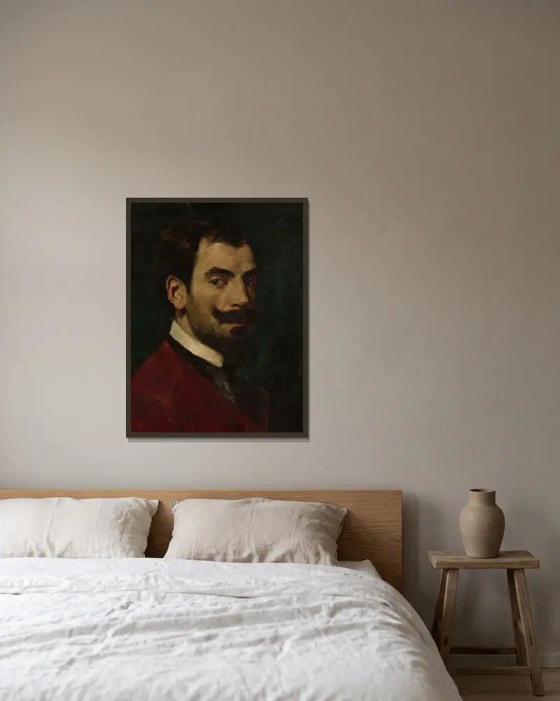 Portrait of Myrton Michalski av Jan Styka inramad på en vägg