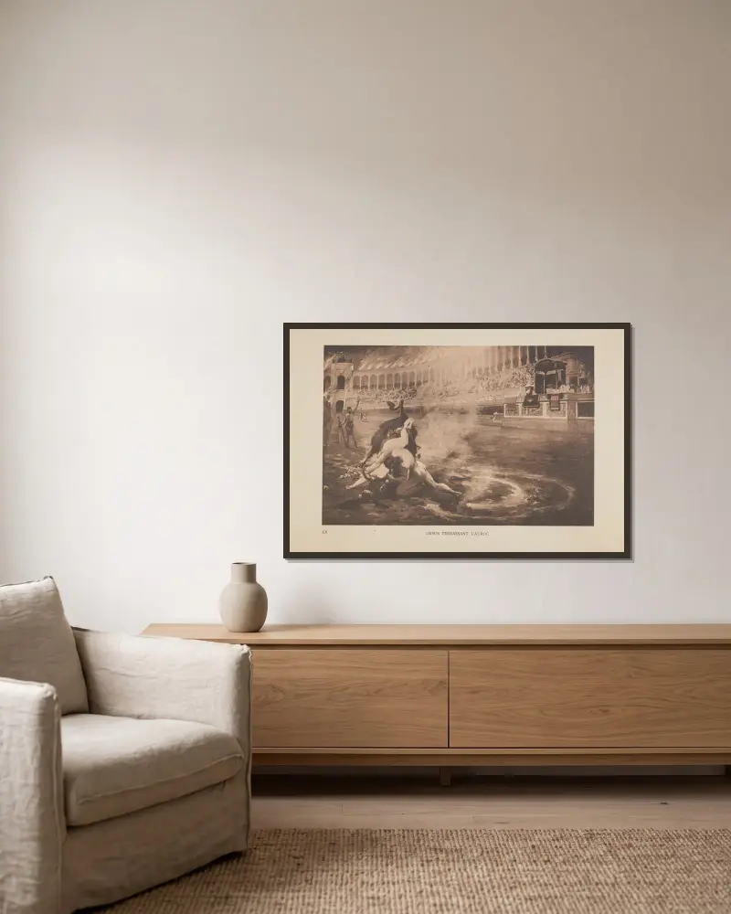 Ursus Terrassant L’auroc von Jan Styka gerahmt an einer Wand