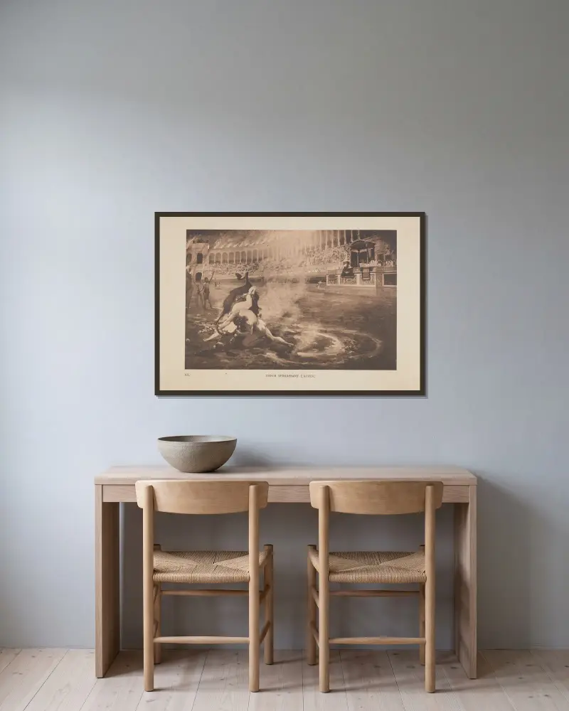 Ursus Terrassant L’auroc von Jan Styka gerahmt an einer Wand