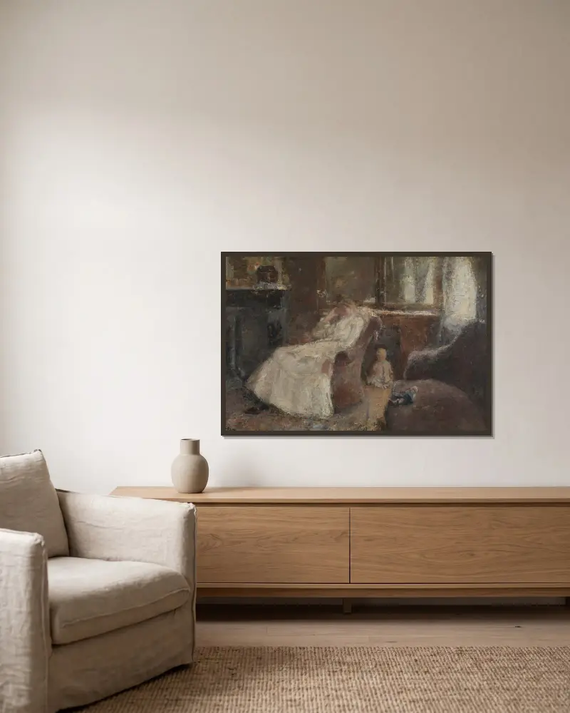 Annie Hall in Lissadell, Kenley av Jan Toorop inramad på en vägg