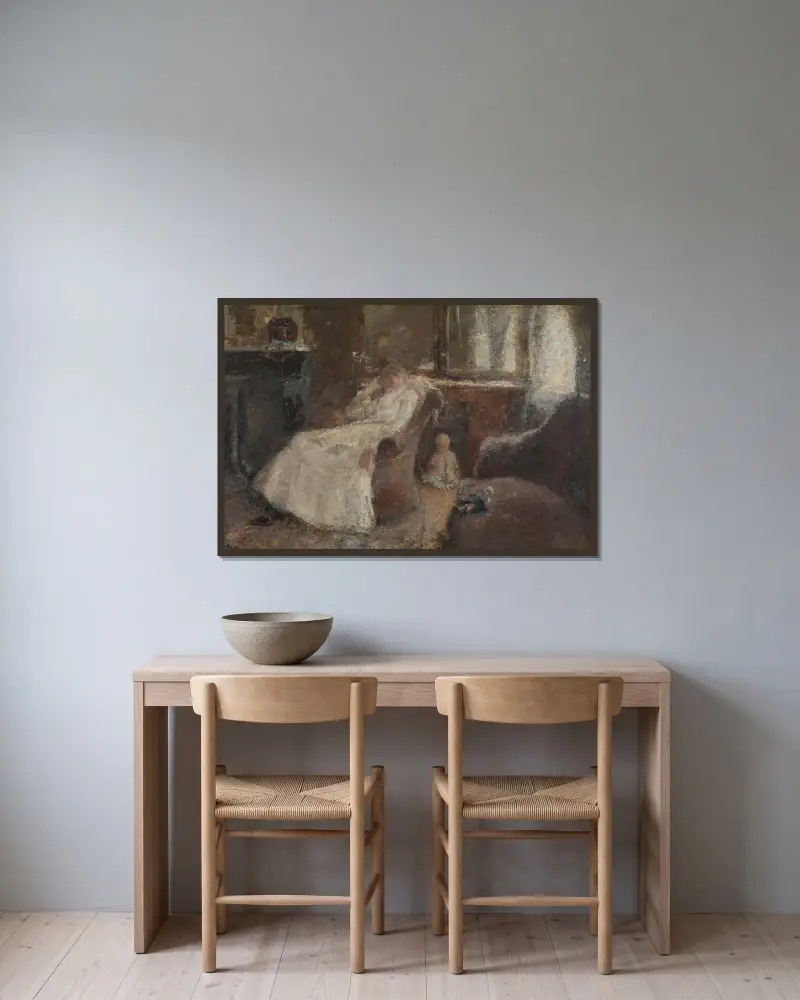 Annie Hall in Lissadell, Kenley av Jan Toorop inramad på en vägg