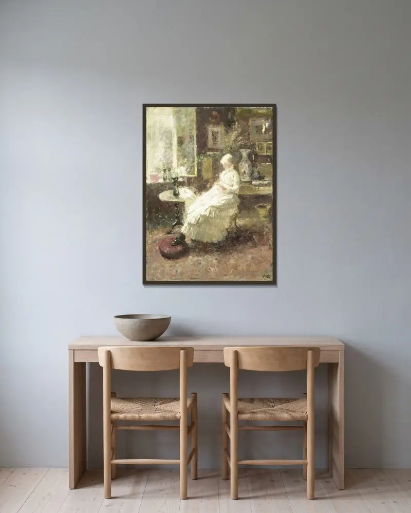 Annie Hall på Lissadell, Surrey av Jan Toorop inramad på en vägg