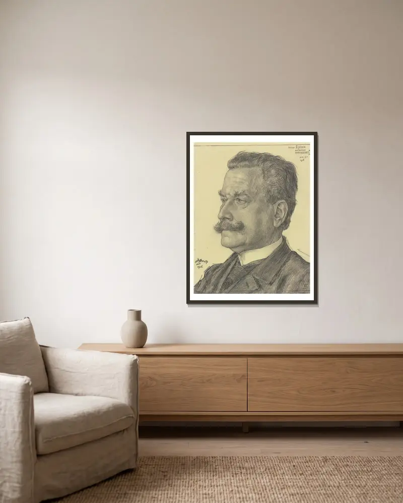 Bildnis des Architekten Anton Eyssen av Jan Toorop inramad på en vägg