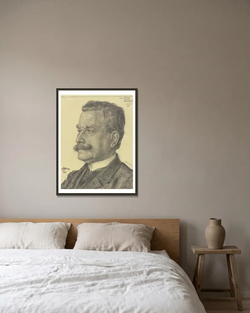 Bildnis des Architekten Anton Eyssen av Jan Toorop inramad på en vägg