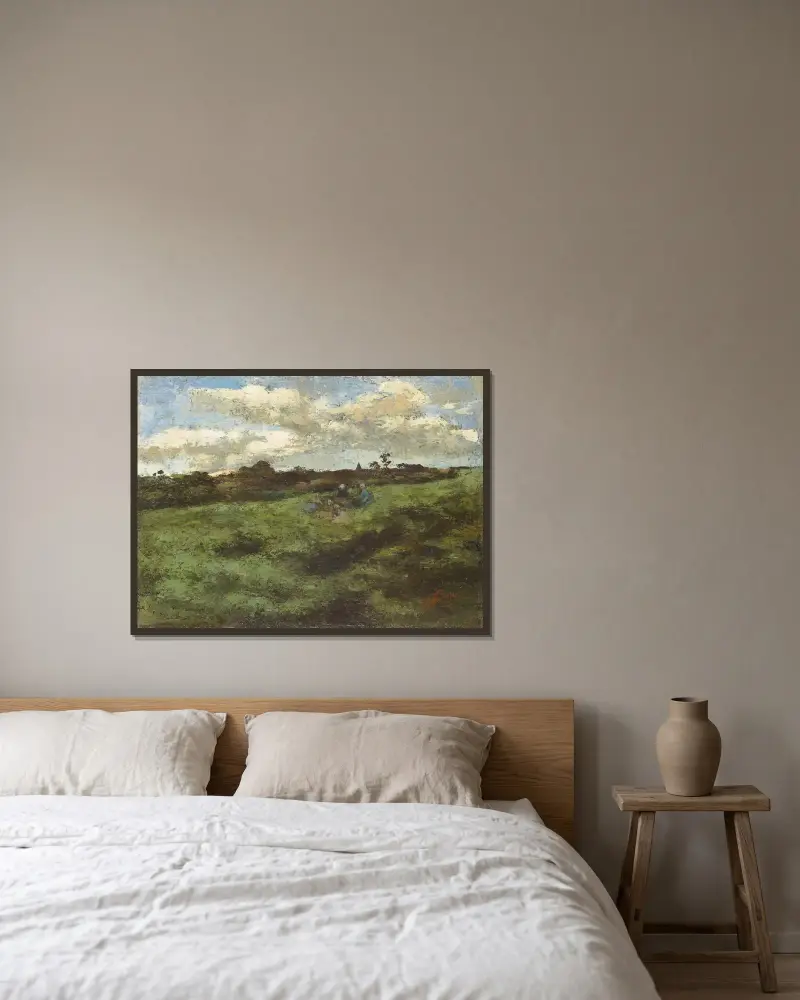 Barn på sanddynen – Landskap vid Bryssel av Jan Toorop inramad på en vägg