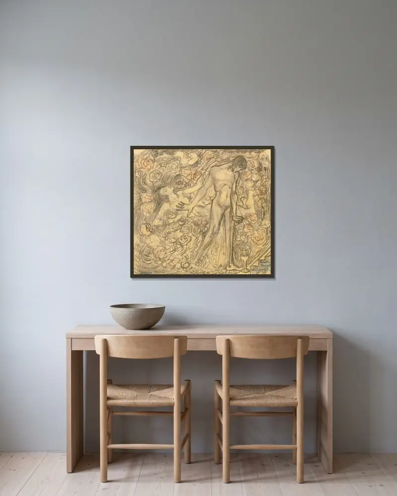 Kundry And Parsifal av Jan Toorop inramad på en vägg