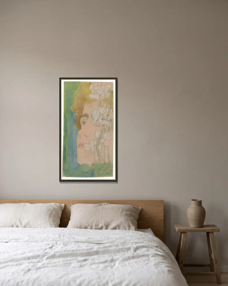 Marguérite av Jan Toorop inramad på en vägg